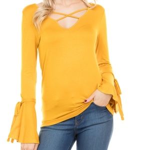 Boutique tie sleeves long sleeve t shirt NWT